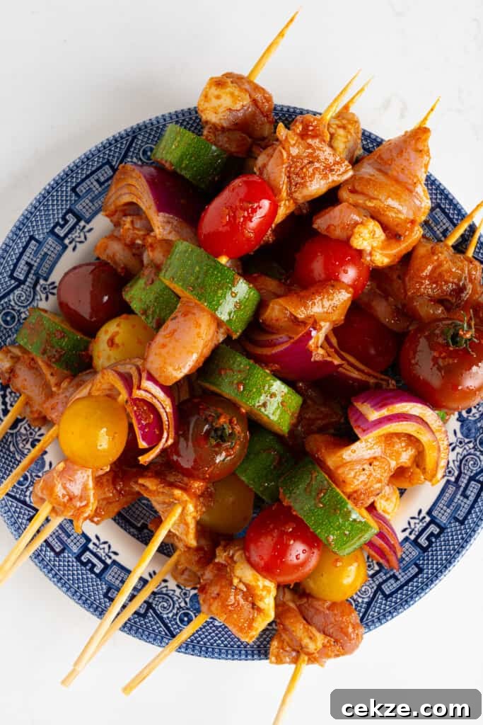 chicken skewers on a plate