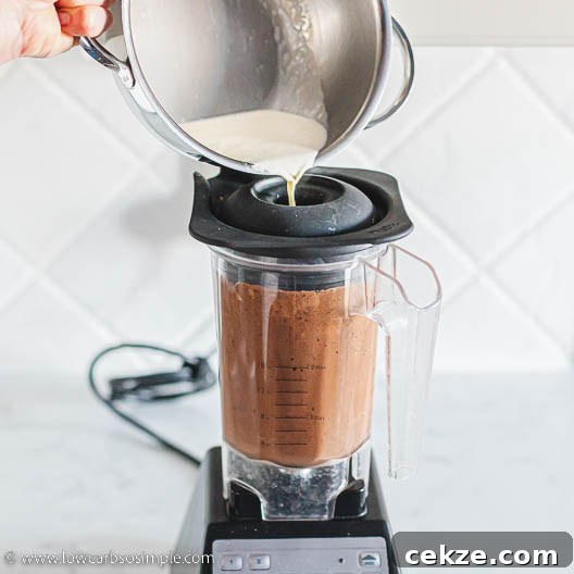 Decadent 5-Ingredient Keto Blender Chocolate Mousse 10 Adding Cream while Blending | Low-Carb, So Simple