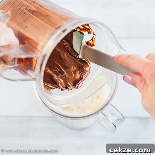 Decadent 5-Ingredient Keto Blender Chocolate Mousse 16 Adding Chocolate Mixture | Low-Carb, So Simple