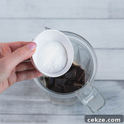 Decadent 5-Ingredient Keto Blender Chocolate Mousse 6 Adding Sweetener | Low-Carb, So Simple