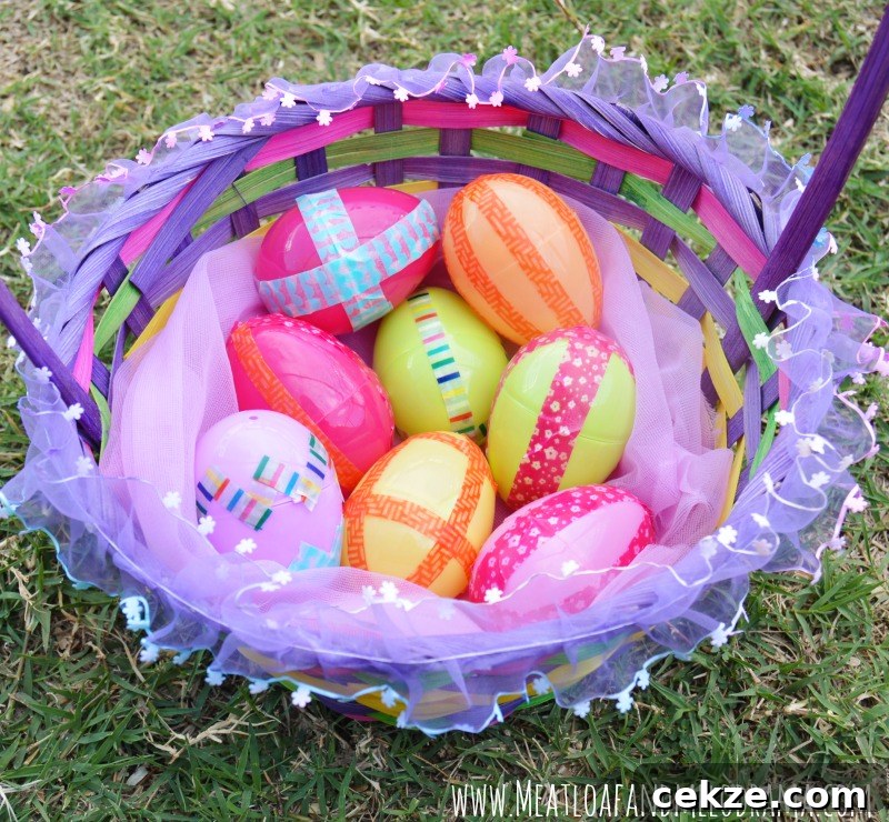 plastic easter eggs decorated with washi tape