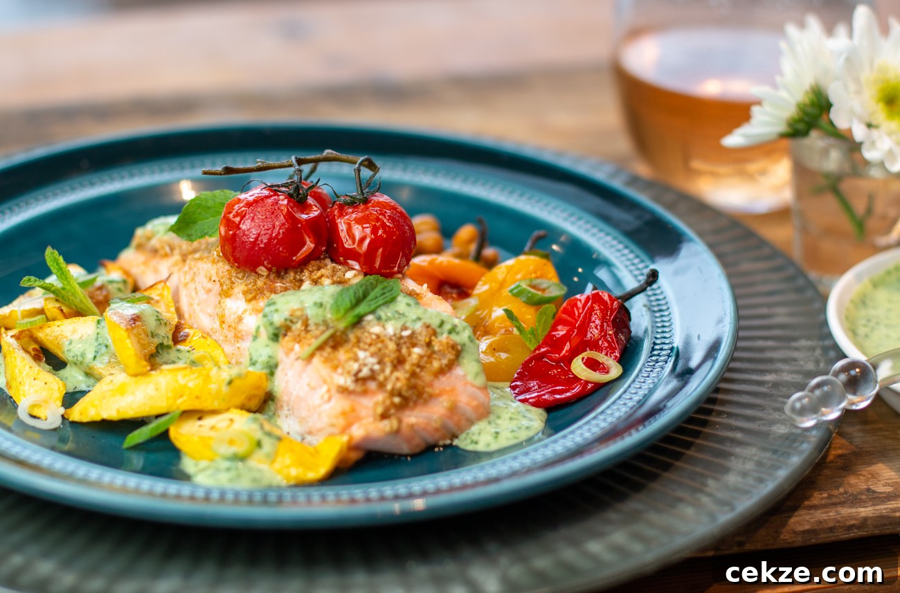 Egyptian Sheet Pan Dukkah Salmon with Veggies & Chickpeas 