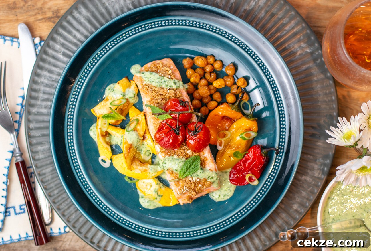 Egyptian Sheet Pan Dukkah Salmon with Veggies & Chickpeas 