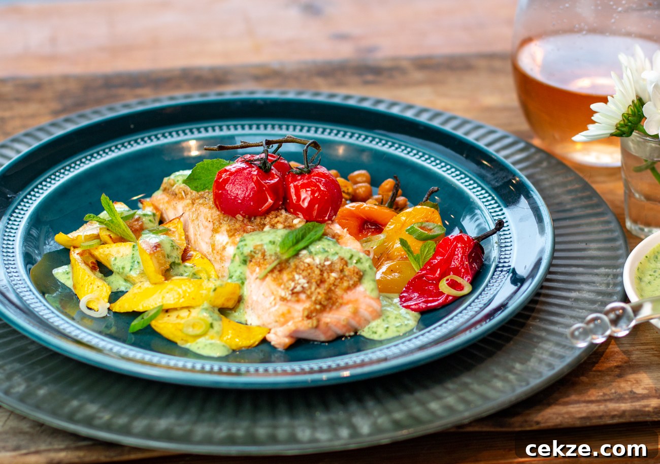 Egyptian Sheet Pan Dukkah Salmon with Veggies & Chickpeas