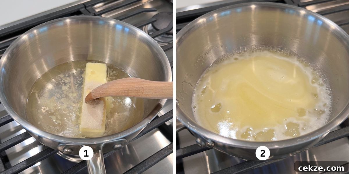How to Make Classic Cream Puffs: Light Choux Pastry Recipe 5 Melting butter, sugar, salt, and water together in a medium size stainless steel saucepan over a cooktop.