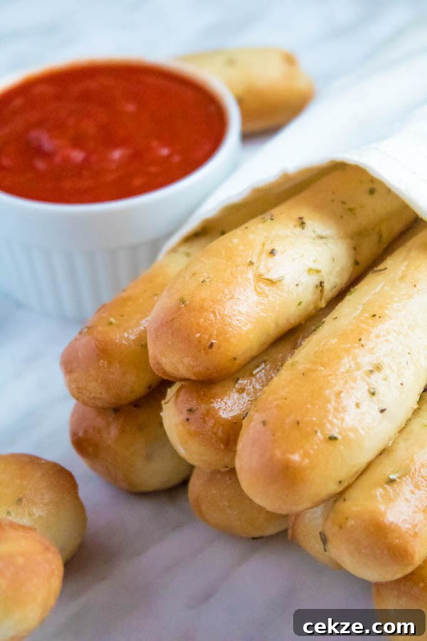 Homemade Garlic Butter Breadsticks close-up