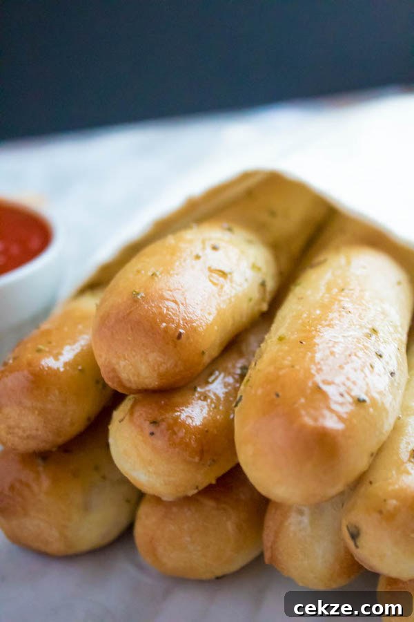 Tray of Homemade Garlic Butter Breadsticks
