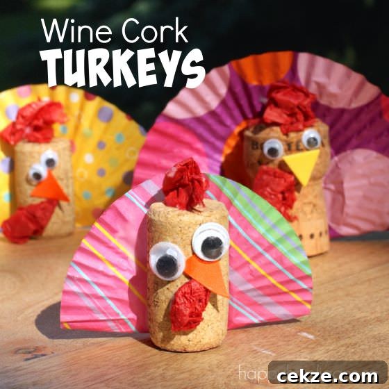 Wine Cork Turkey Decorations for Thanksgiving