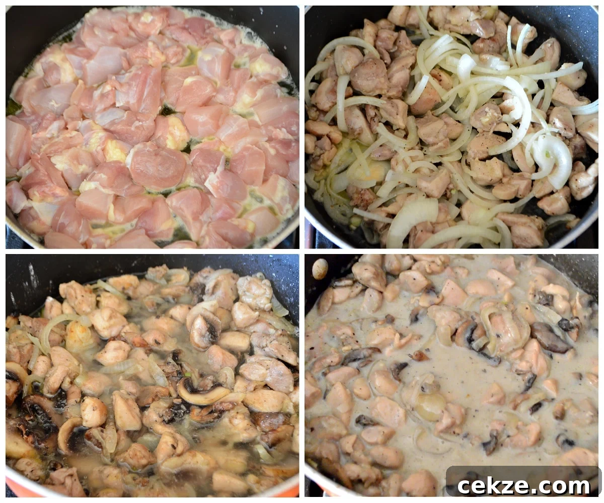 Creamy Garlic Mushroom Chicken Skillet Recipe 3 Step by step instructions image for the recipe.