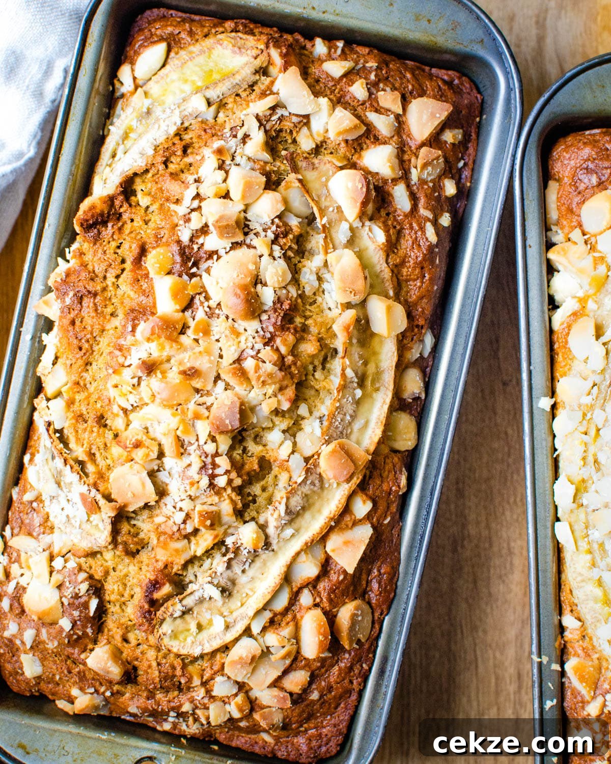 Baked Banana bread in loaf pans.