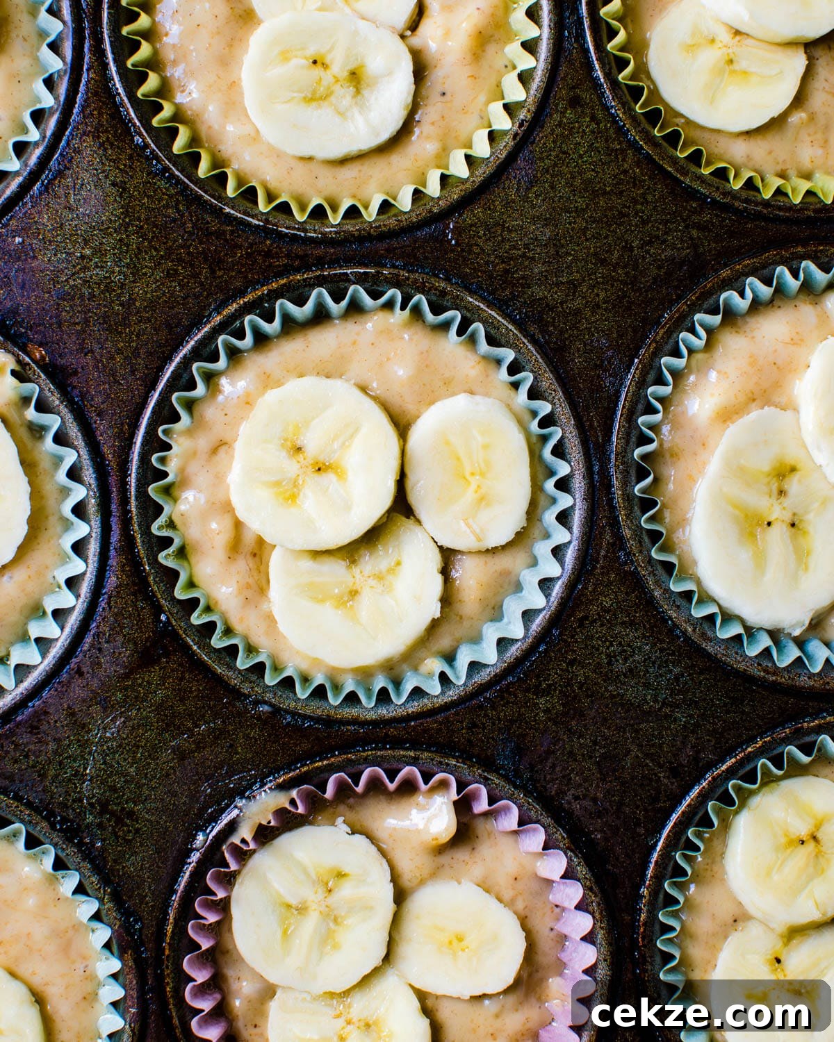 Assembling banana muffins