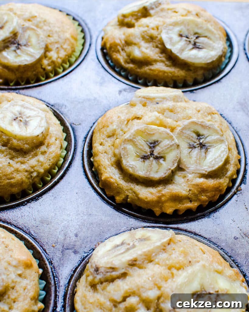 Baked banana muffins.