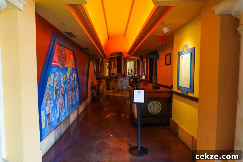 entrance and dining room of Maya Grill.