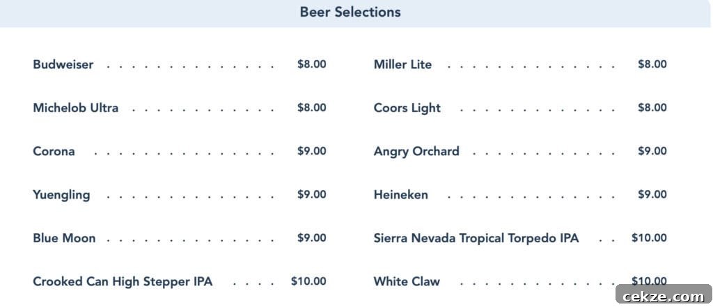 beer selection at Maya Grill.