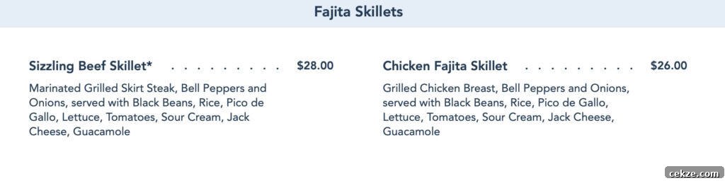 fajita skillet menu from Maya Grill.