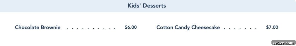 kids dessert menu from Maya Grill.