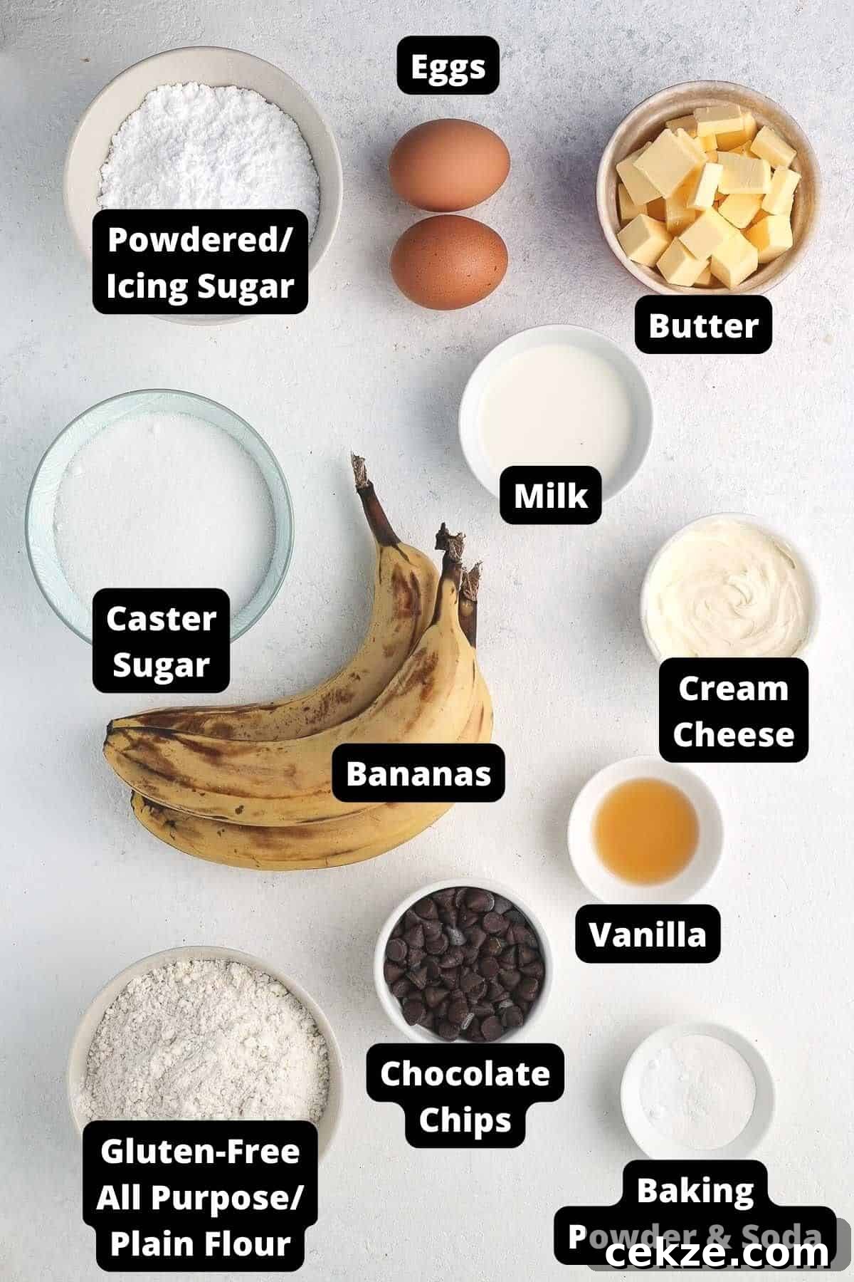 Ingredients in this recipe on a white background.