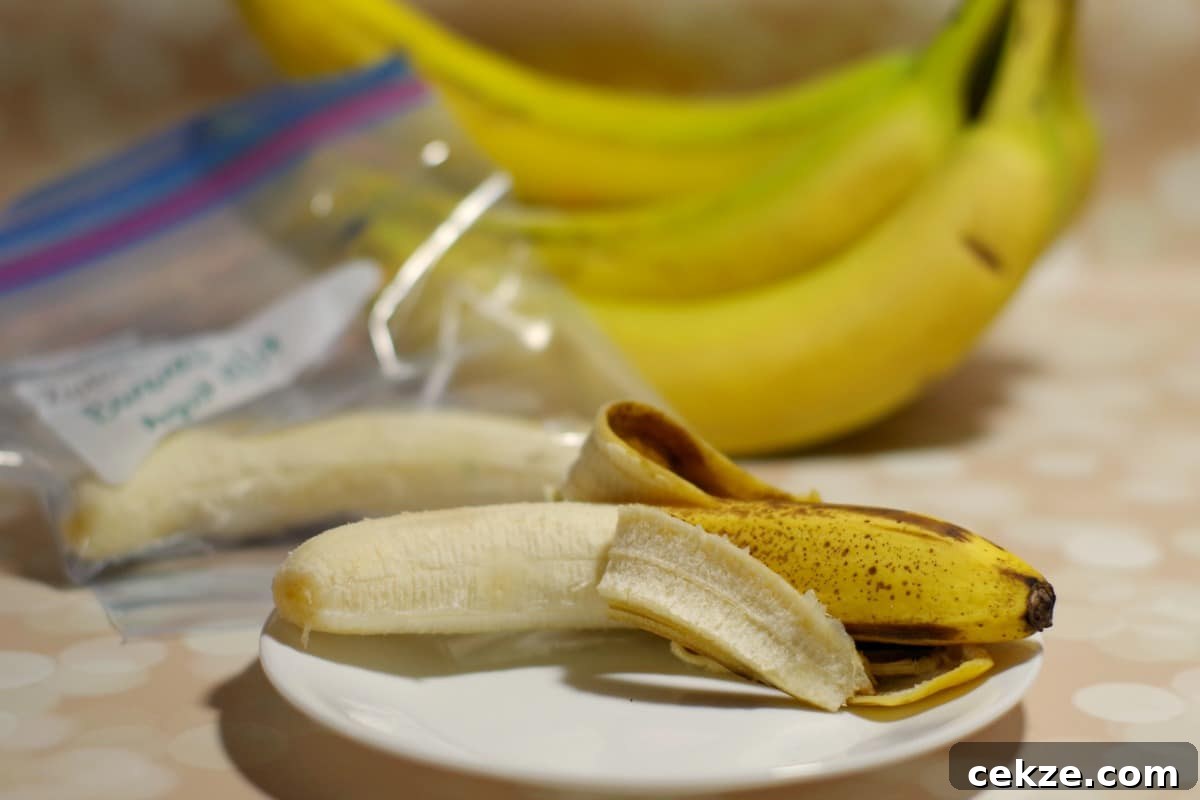 Tropical Banana Bread with Lime Glaze Recipe 15 Freezing peeled bananas - Foodmeanderings.com