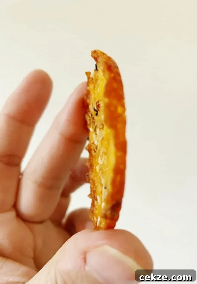 side view of everything seasoning cheese crisps