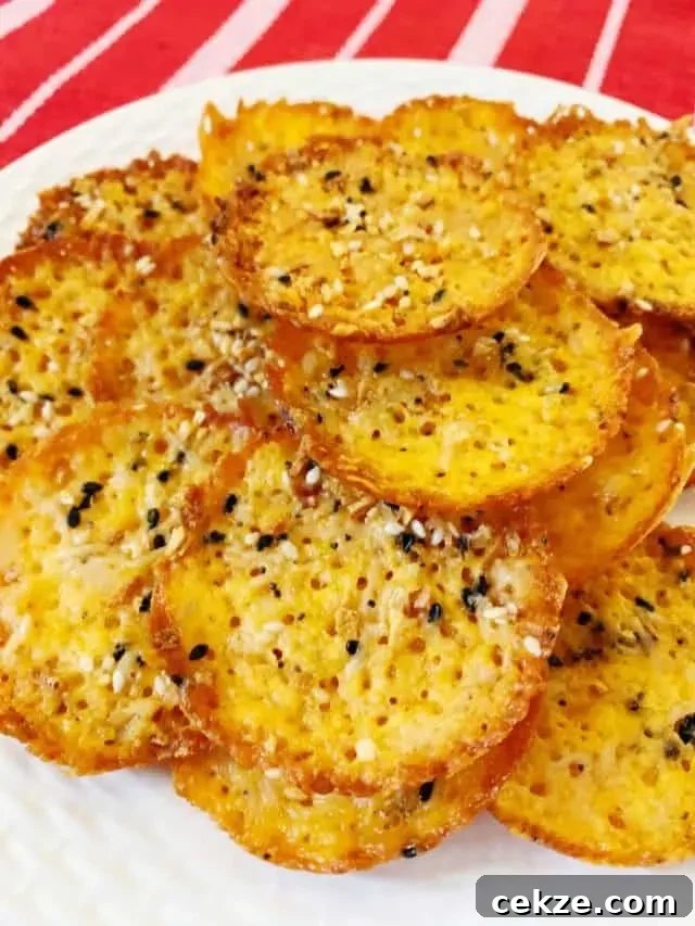 plate of everything seasoning cheese crisps