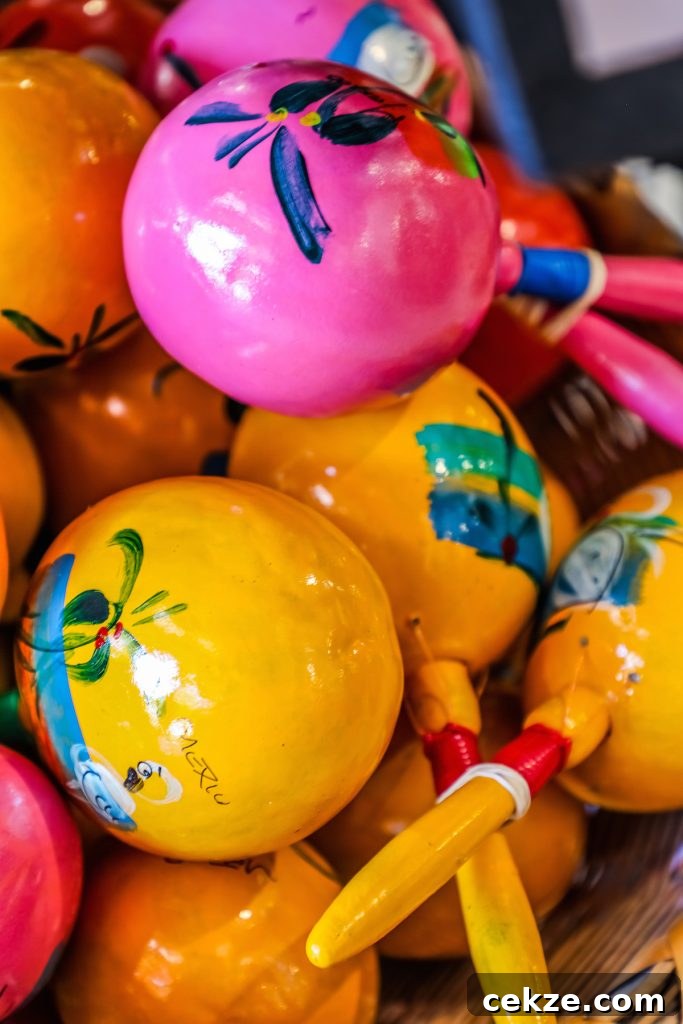 Colorful maracas at market