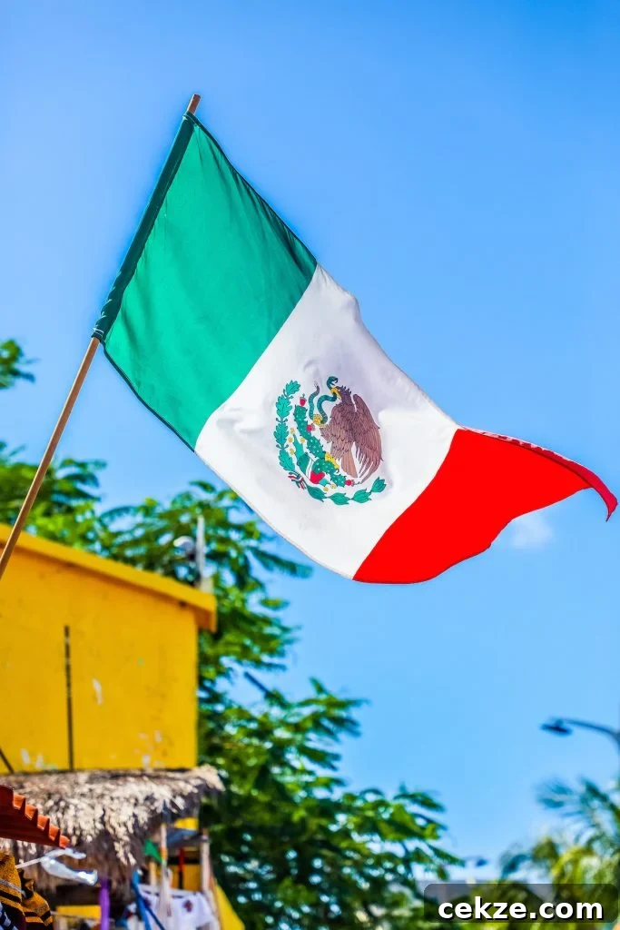 Mexican flag at Cozumel port