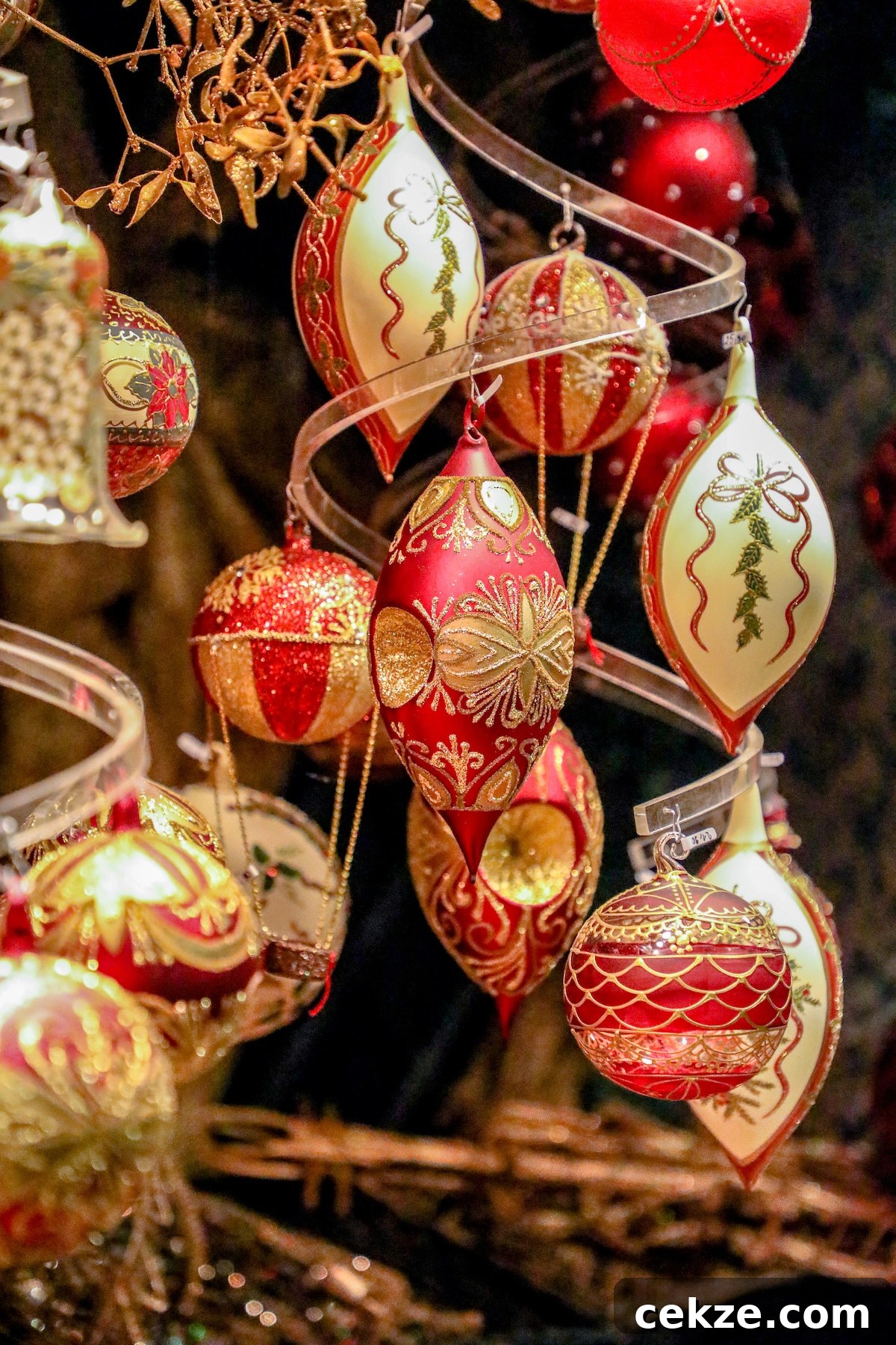 picture of german christmas ornaments at a christmas market stall