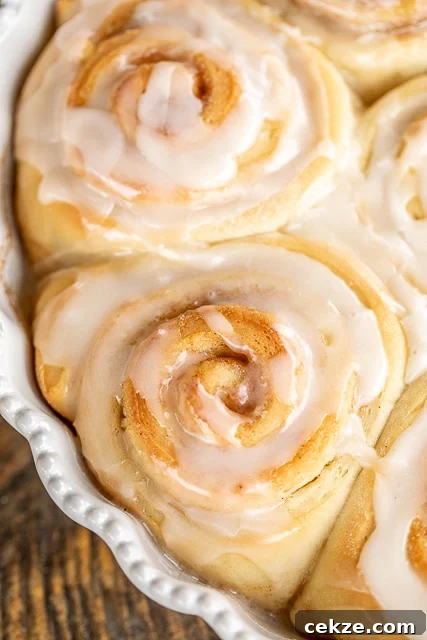 glazed homemade cinnamon rolls
