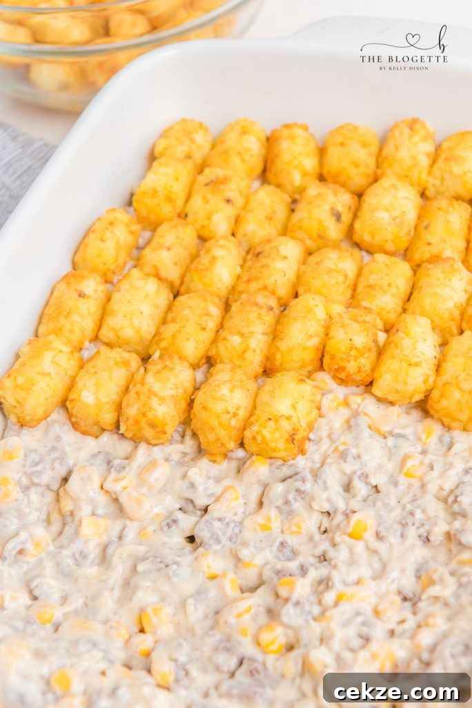 Hearty Cowboy Casserole: Cheesy Ground Beef & Potato Bake 7 Tater tot casserole