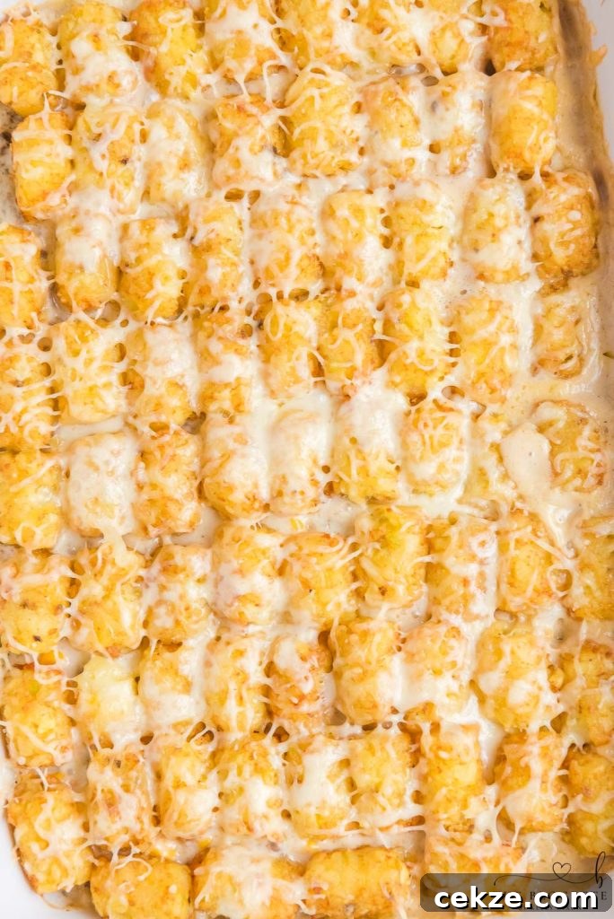 Hearty Cowboy Casserole: Cheesy Ground Beef & Potato Bake 8 Cowboy Casserole is an easy and comfort-food dinner with simple ingredients like ground beef, corn, cheese, and sour cream, then topped with delicious tater tots.