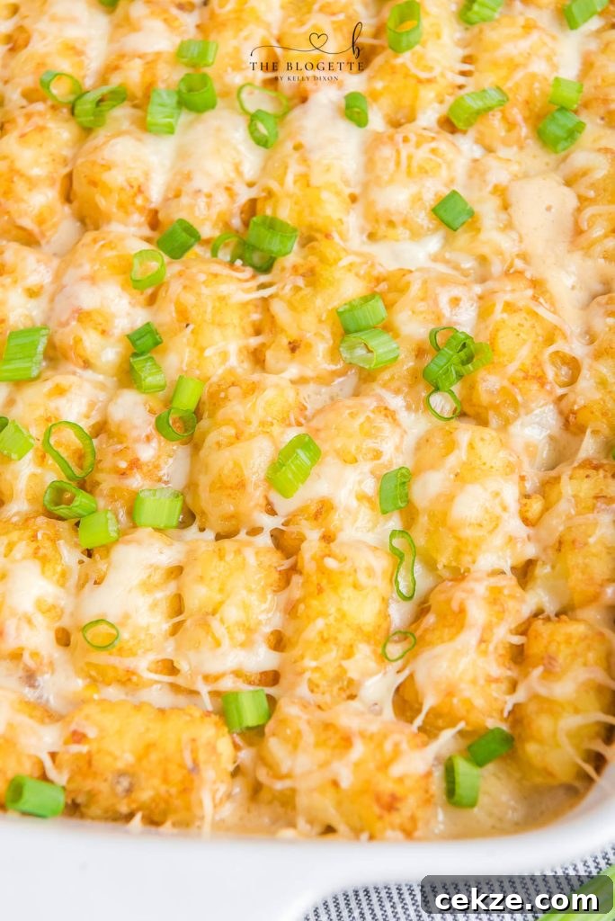 Hearty Cowboy Casserole: Cheesy Ground Beef & Potato Bake 9 Cowboy Casserole is an easy and comfort-food dinner with simple ingredients like ground beef, corn, cheese, and sour cream, then topped with delicious tater tots.