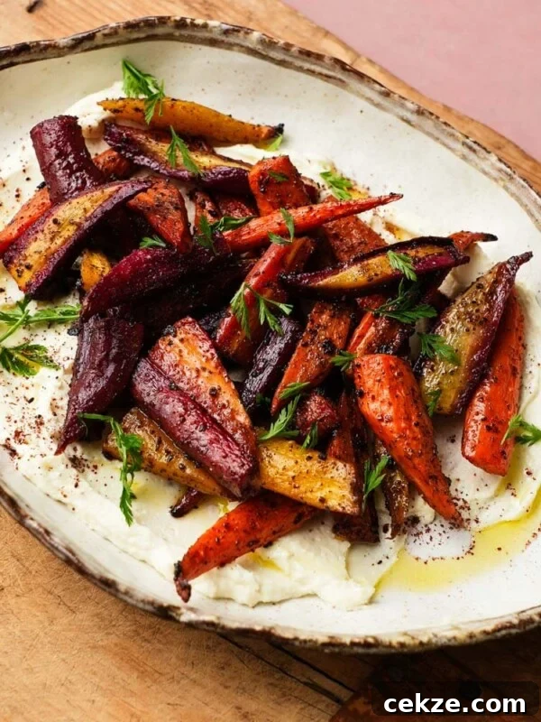 Roasted Hot Honey Brussels Sprouts (5-Ingredient Recipe) 10 Roasted carrots with honey, sumac, and ricotta garnished with fresh herbs.