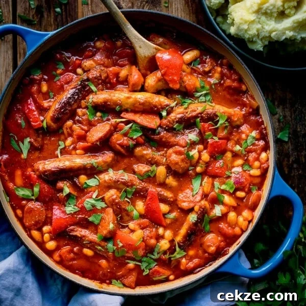 Curry-Roasted Chicken with Crispy Skin and Aromatic Spices 17 Sausage and bean casserole in a blue pan