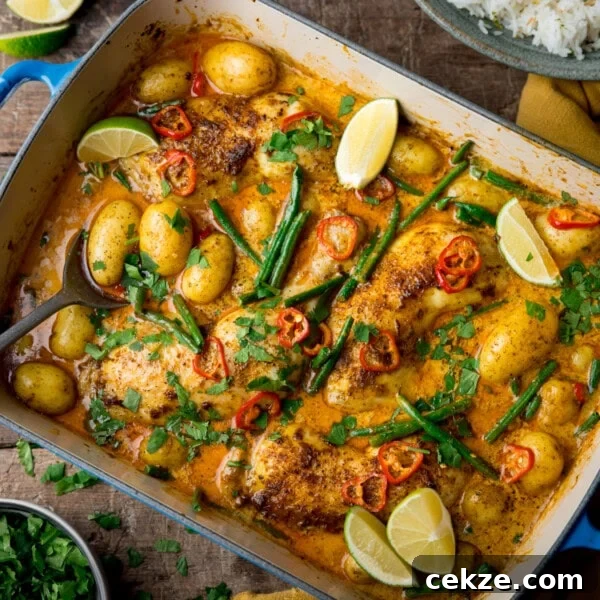 Curry-Roasted Chicken with Crispy Skin and Aromatic Spices 18 Chicken and Potato Curry in a large blue pan