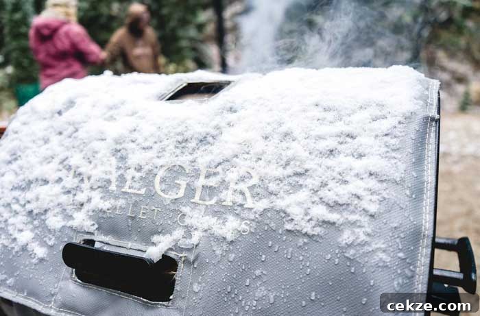 snow on traeger smoker insulation blanke