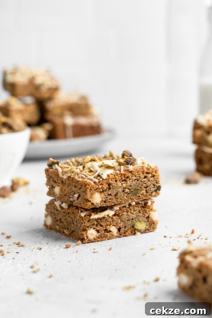 White Chocolate Pistachio Blondies Recipe — Chewy & Nutty Squares 4 Thick, chewy, and deeply sweet, these White Chocolate Pistachio Blondies are incredibly delicious