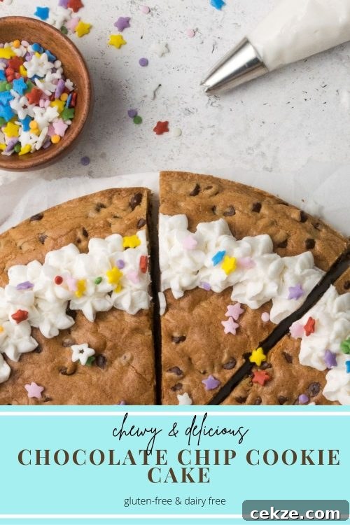 Pin for gluten free cookie cake.