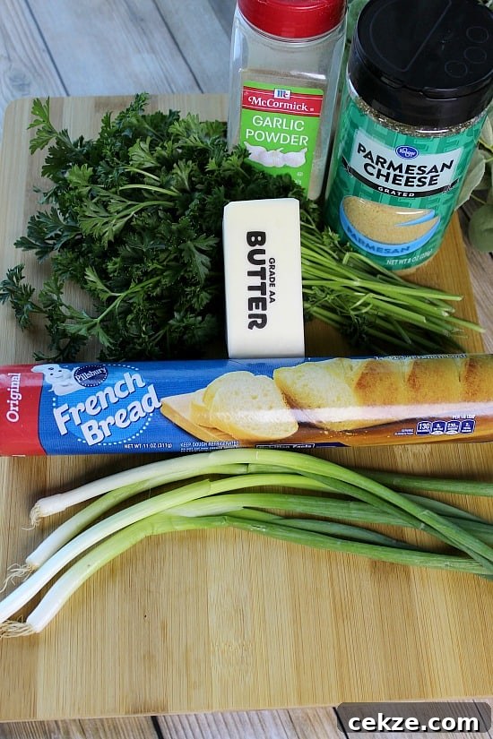 Ingredients for Garlic French Bread Swirls.