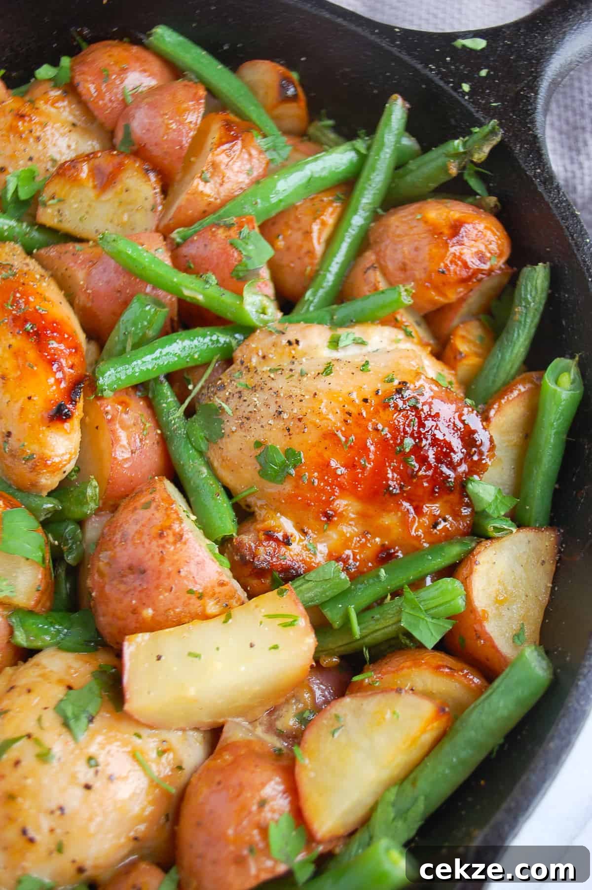 One-Pan Honey Mustard Chicken Dinner Recipe 3 honey mustard chicken in skillet