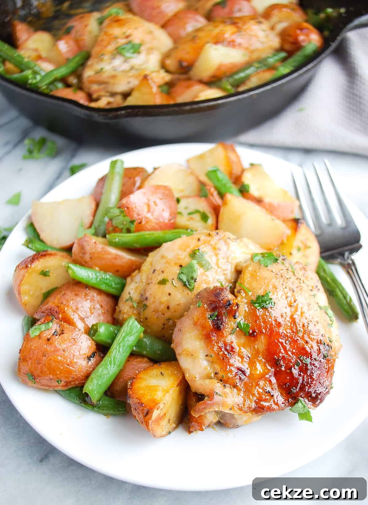 One-Pan Honey Mustard Chicken Dinner Recipe 4 honey mustard chicken on plate