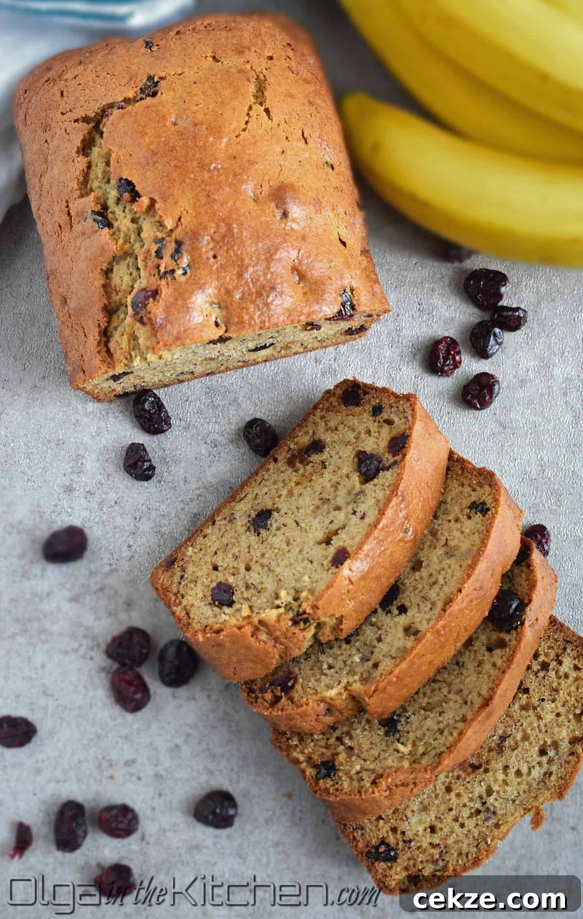 Cranberry Banana Bread is perfectly moist, slightly sweet and loaded with sweet tangy cranberries.