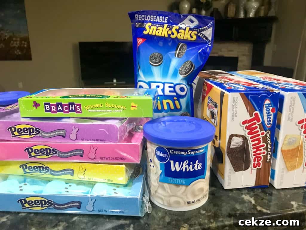 Ingredients for Easter Peeps Twinkie Racers