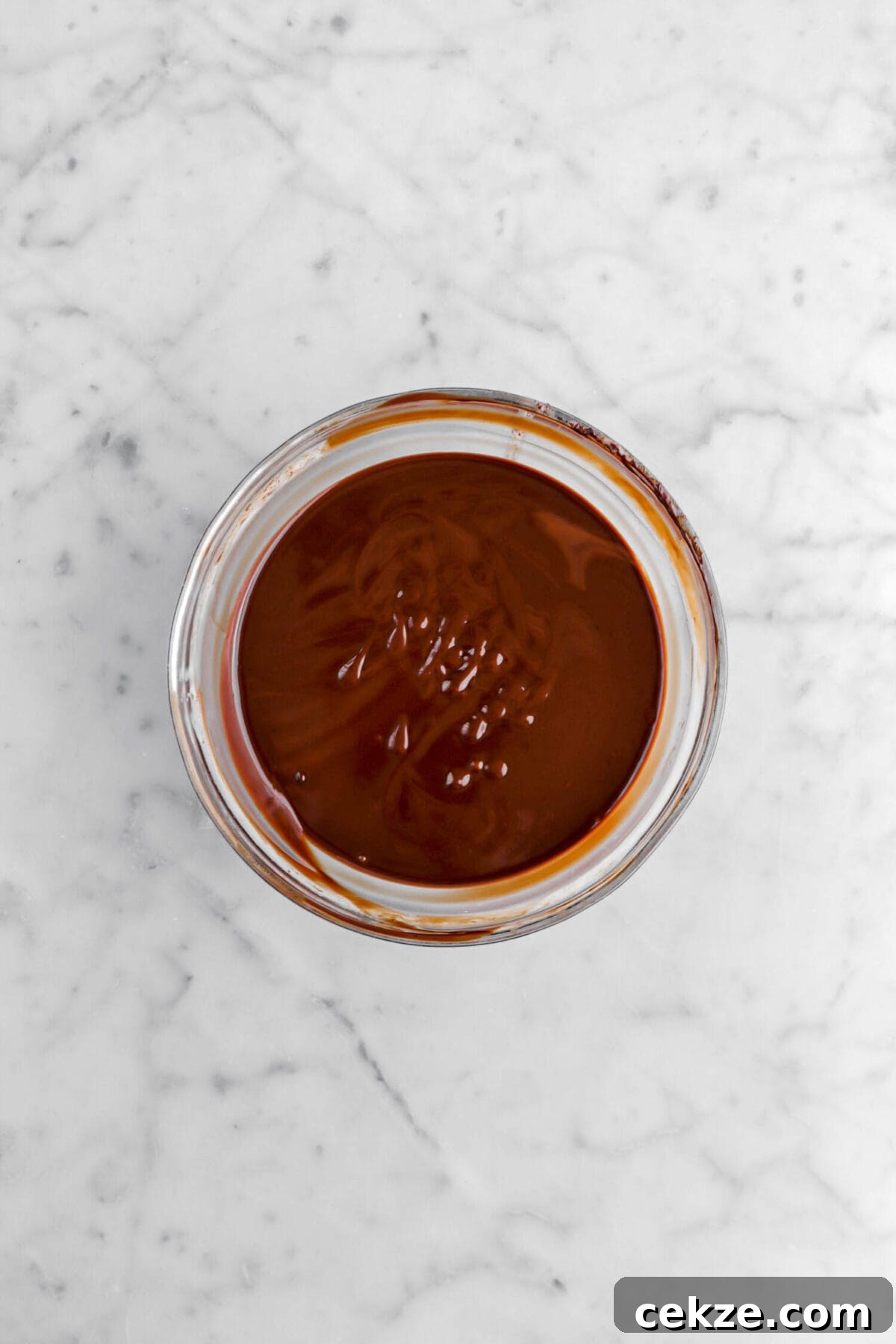 ganache in glass bowl.