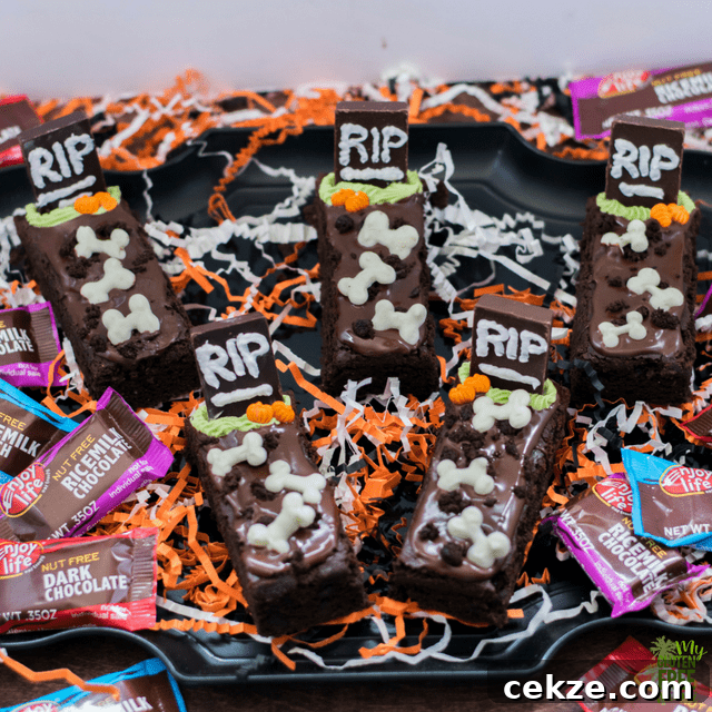 Gluten Free Tombstone Brownies, Chocolate Tombstones with White Chocolate Bones