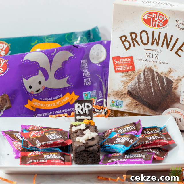 Gluten Free Spooky Tombstone Brownie with Enjoy Life Brownie Mix 