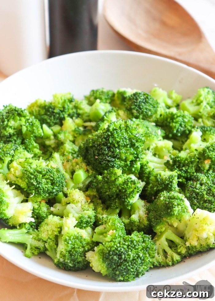 Garlic Butter Broccoli in white bowl