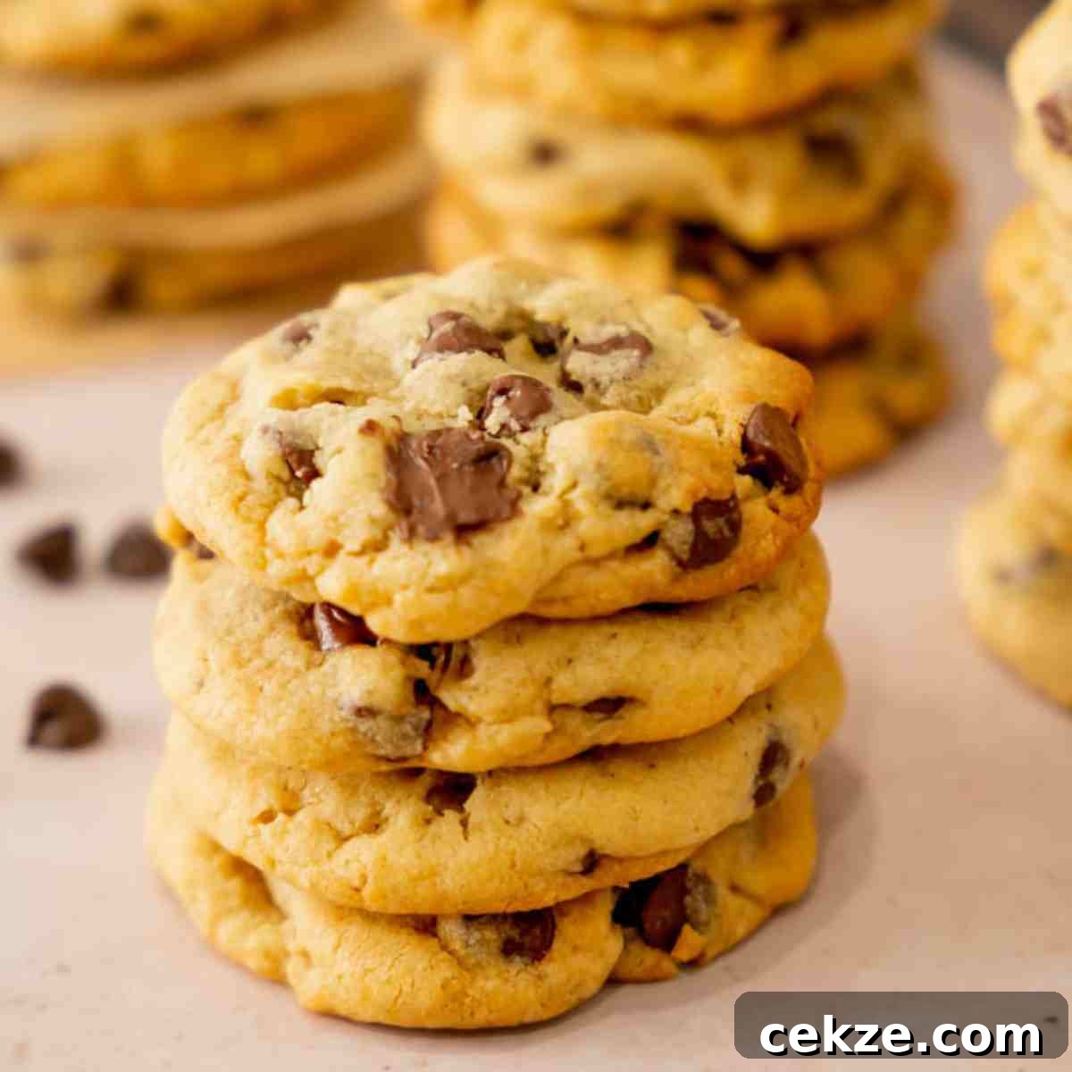 Thick chocolate chip cookies featured image.