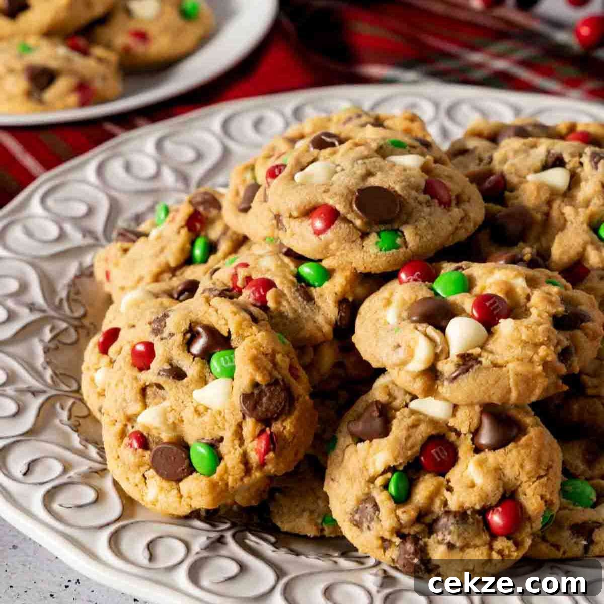 Christmas Cookie Butter Cookies stacked on a decorative plate.