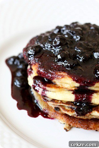 Lemon Ricotta Pancakes with Blueberry Sauce