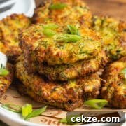 This is a picture of a stack of air fryer zucchini fritters.